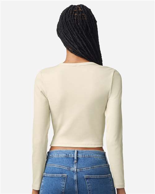 American Apparel Women's Baby Rib Long Sleeve Cropped Tee BR2107