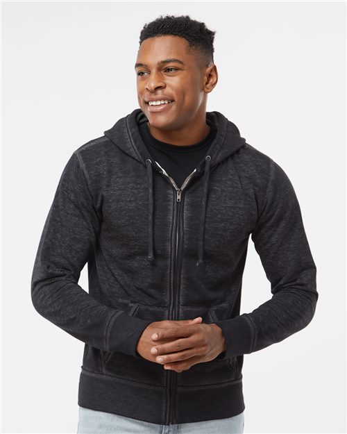 J. America Men's Vintage Zen Fleece Full-Zip Hooded Sweatshirt 8916