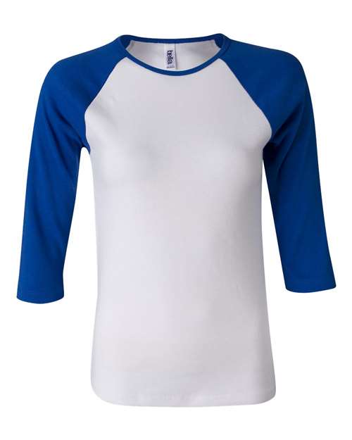 BELLA + CANVAS Women’s 1X1 Baby Rib Raglan Three-Quarter Sleeve Tee 2000