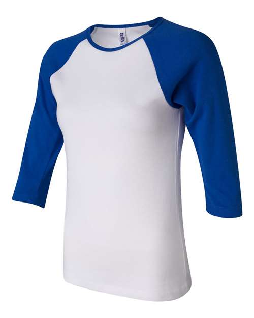 BELLA + CANVAS Women’s 1X1 Baby Rib Raglan Three-Quarter Sleeve Tee 2000