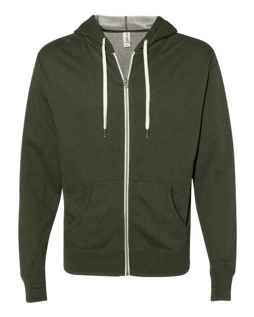 Independent Trading Co. Unisex Heathered French Terry Full-Zip Hooded Sweatshirt PRM90HTZ