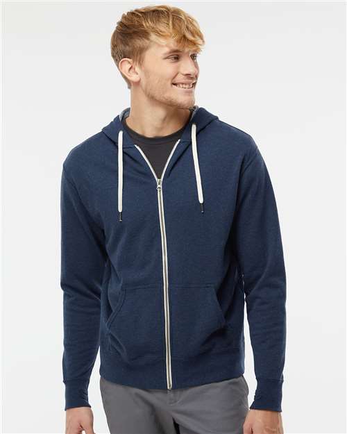 Independent Trading Co. Unisex Heathered French Terry Full-Zip Hooded Sweatshirt PRM90HTZ