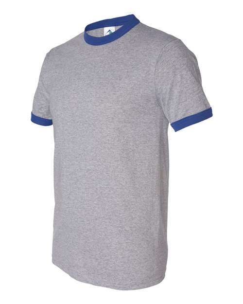 Augusta Sportswear Unisex 50/50 Ringer T-Shirt 710 - Athletic Heather/ Royal