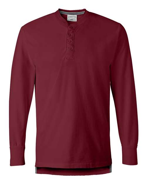 J. America Men's Vintage Brushed Jersey Henley 8244