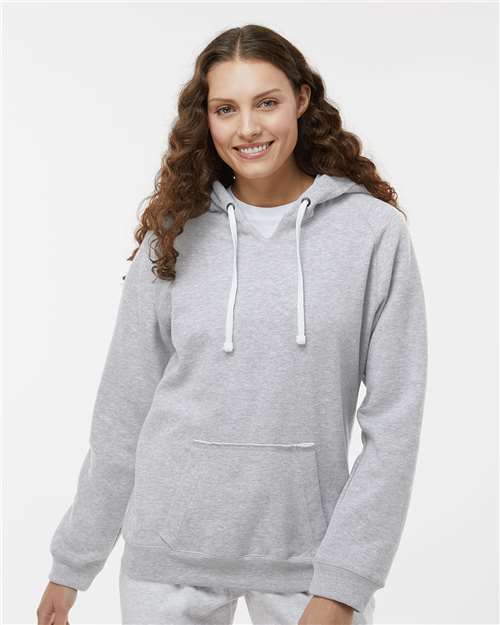 J. America Women's Sueded V-Neck Hooded Sweatshirt 8836