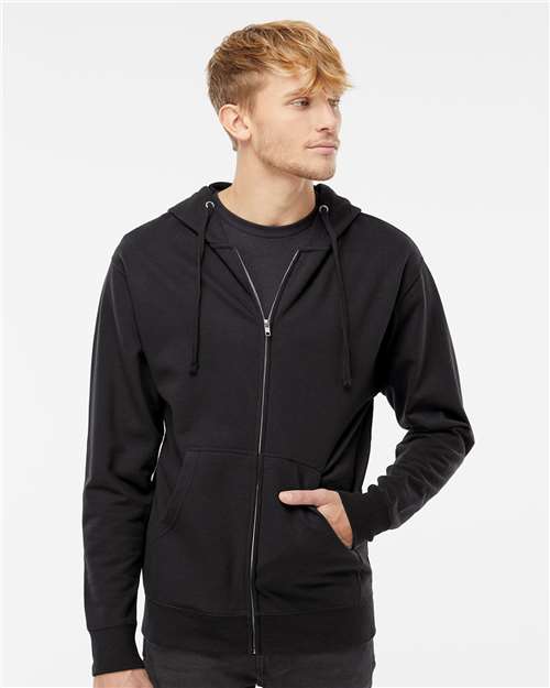 Independent Trading Co. Unisex Midweight Full-Zip Hooded Sweatshirt SS4500Z - Black