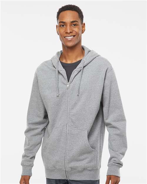 Independent Trading Co. Unisex Midweight Full-Zip Hooded Sweatshirt SS4500Z - Grey Heather