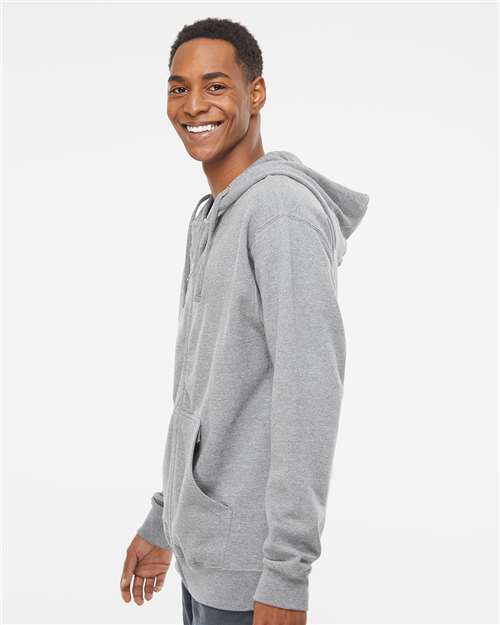Independent Trading Co. Unisex Midweight Full-Zip Hooded Sweatshirt SS4500Z - Grey Heather