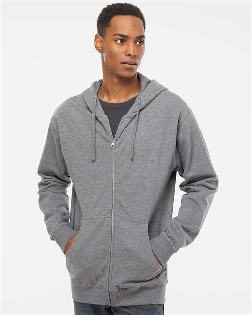 Independent Trading Co. Unisex Midweight Full-Zip Hooded Sweatshirt SS4500Z - Gunmetal Heather