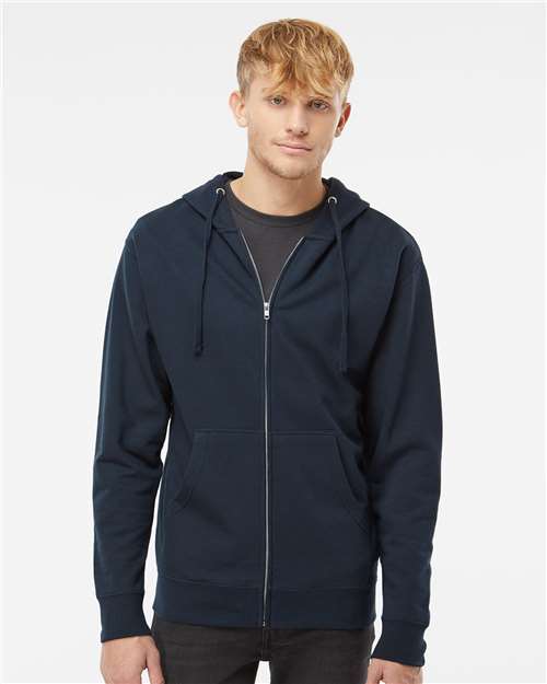 Independent Trading Co. Unisex Midweight Full-Zip Hooded Sweatshirt SS4500Z - Navy
