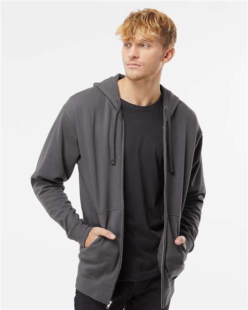 Independent Trading Co. Unisex Midweight Full-Zip Hooded Sweatshirt SS4500Z - Charcoal