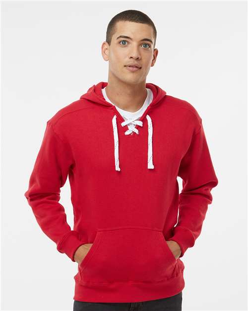 J. America Men's Sport Lace Hooded Sweatshirt 8830 - Red