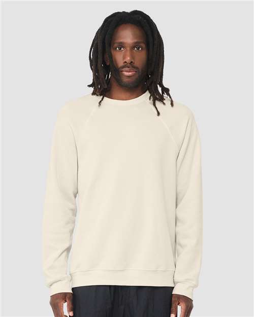 BELLA + CANVAS Unisex Sponge Fleece Raglan Crewneck Sweatshirt 3901 - Natural