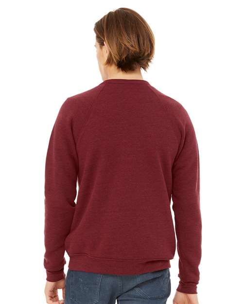 BELLA + CANVAS Unisex Sponge Fleece Raglan Crewneck Sweatshirt 3901 - Cardinal Triblend