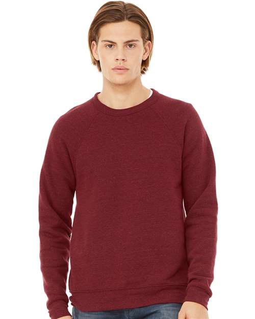 BELLA + CANVAS Unisex Sponge Fleece Raglan Crewneck Sweatshirt 3901 - Cardinal Triblend