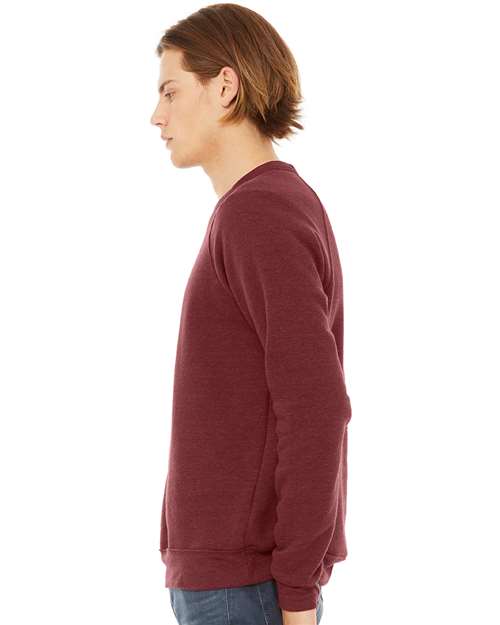 BELLA + CANVAS Unisex Sponge Fleece Raglan Crewneck Sweatshirt 3901 - Cardinal Triblend