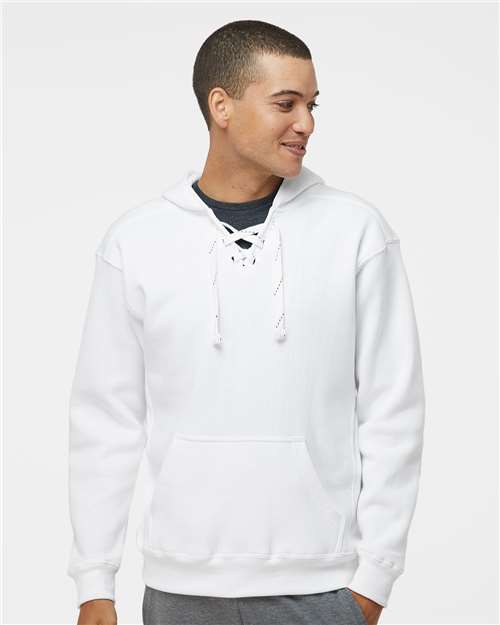 J. America Men's Sport Lace Hooded Sweatshirt 8830 - White