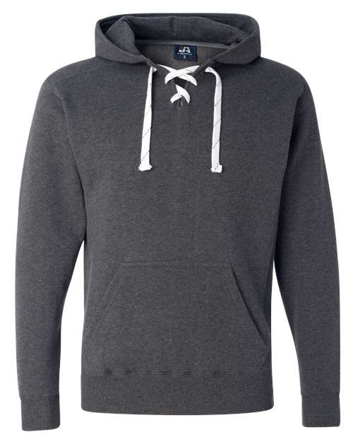 J. America Men's Sport Lace Hooded Sweatshirt 8830 - Charcoal Heather