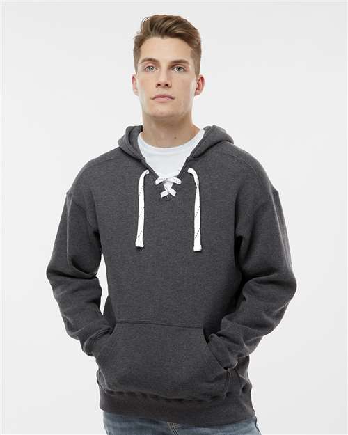 J. America Men's Sport Lace Hooded Sweatshirt 8830 - Charcoal Heather