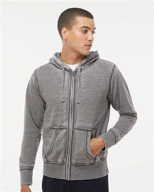 J. America Men's Vintage Zen Fleece Full-Zip Hooded Sweatshirt 8916