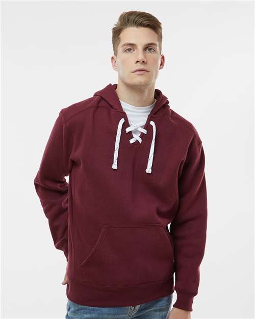 J. America Men's Sport Lace Hooded Sweatshirt 8830 - Maroon