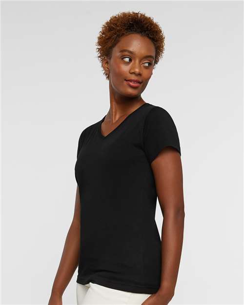LAT Women's Fine Jersey V-Neck Tee 3507 - Black