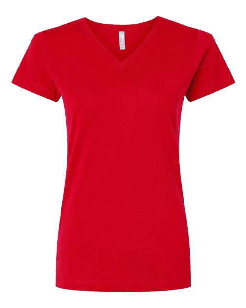 LAT Women's Fine Jersey V-Neck Tee 3507 - Red