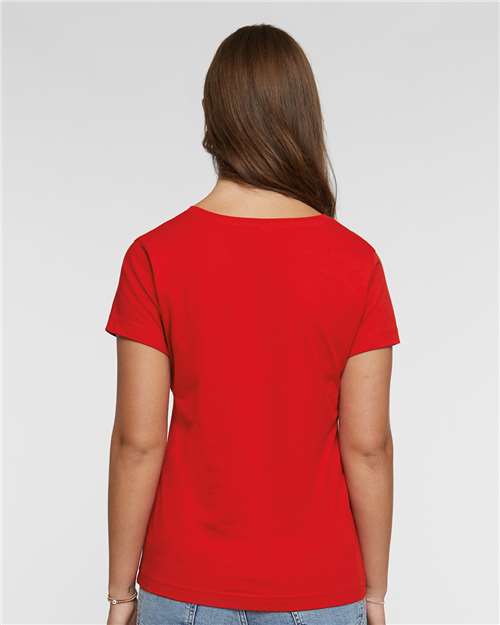 LAT Women's Fine Jersey V-Neck Tee 3507 - Red