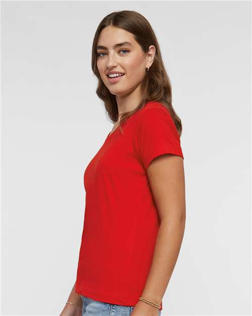 LAT Women's Fine Jersey V-Neck Tee 3507 - Red