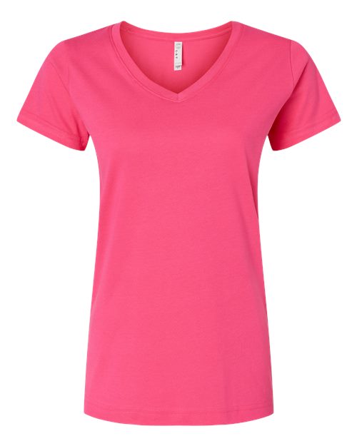 LAT Women's Fine Jersey V-Neck Tee 3507 - Hot Pink