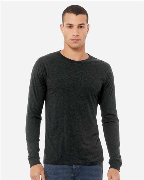 BELLA + CANVAS Unisex Triblend Long Sleeve Tee 3513 - Charcoal Black Triblend