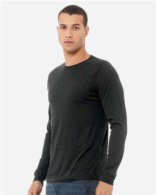 BELLA + CANVAS Unisex Triblend Long Sleeve Tee 3513 - Charcoal Black Triblend