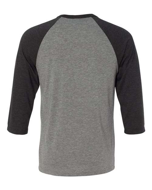 BELLA + CANVAS Unisex Three-Quarter Sleeve Baseball Tee 3200 - Grey/ Charcoal Black Triblend