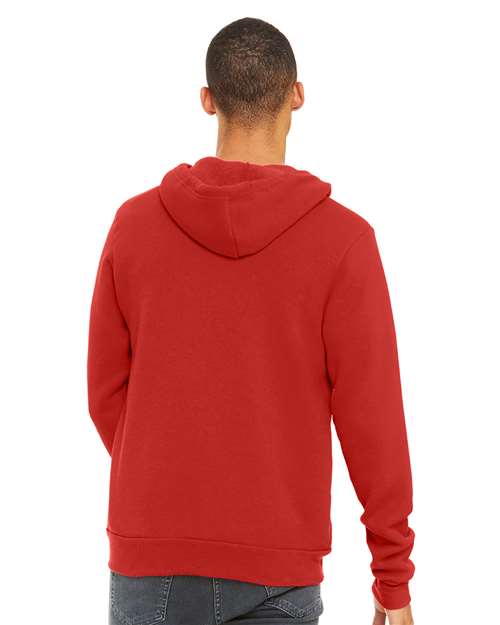 BELLA + CANVAS Unisex Sponge Fleece Full-Zip Hoodie Sweatshirt 3739 - Red