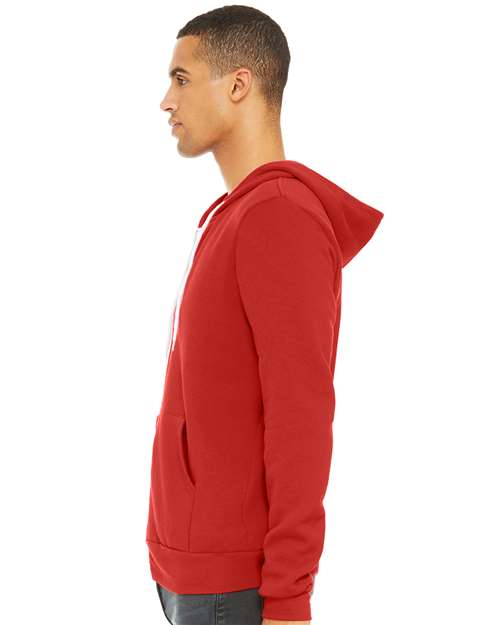 BELLA + CANVAS Unisex Sponge Fleece Full-Zip Hoodie Sweatshirt 3739 - Red