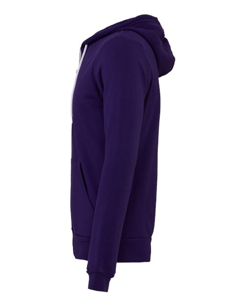 BELLA + CANVAS Unisex Sponge Fleece Full-Zip Hoodie Sweatshirt 3739 - Team Purple
