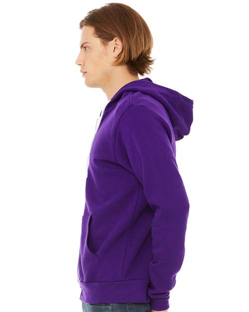 BELLA + CANVAS Unisex Sponge Fleece Full-Zip Hoodie Sweatshirt 3739 - Team Purple