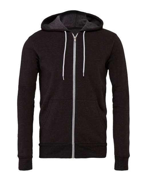 BELLA + CANVAS Unisex Sponge Fleece Full-Zip Hoodie Sweatshirt 3739 - Dark Grey Heather