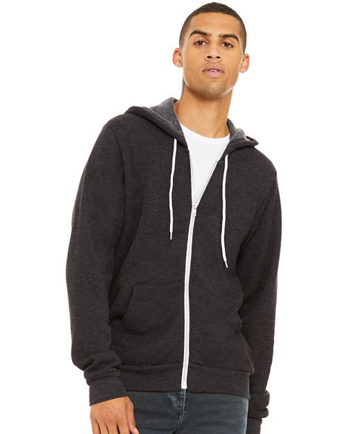 BELLA + CANVAS Unisex Sponge Fleece Full-Zip Hoodie Sweatshirt 3739 - Dark Grey Heather