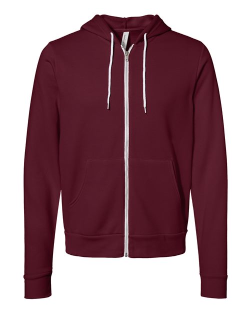 BELLA + CANVAS Unisex Sponge Fleece Full-Zip Hoodie Sweatshirt 3739 - Maroon