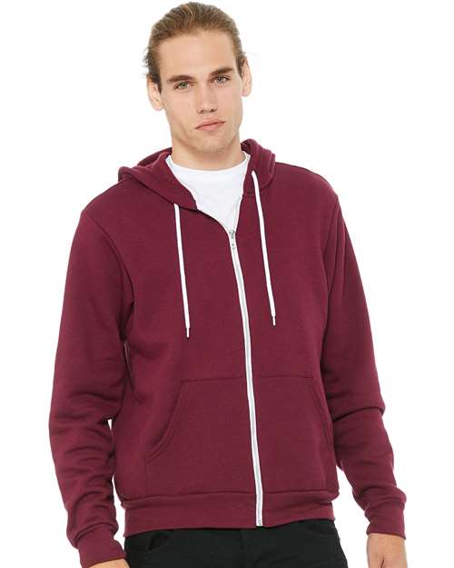 BELLA + CANVAS Unisex Sponge Fleece Full-Zip Hoodie Sweatshirt 3739 - Maroon