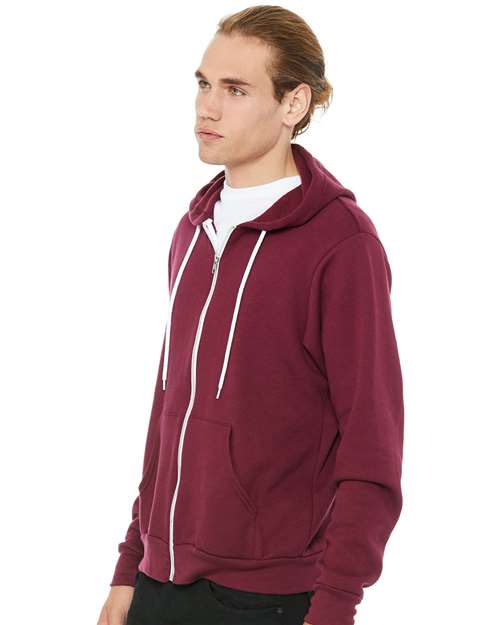 BELLA + CANVAS Unisex Sponge Fleece Full-Zip Hoodie Sweatshirt 3739 - Maroon