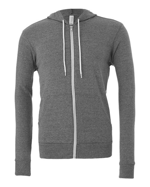 BELLA + CANVAS Unisex Sponge Fleece Full-Zip Hoodie Sweatshirt 3739 - Deep Heather