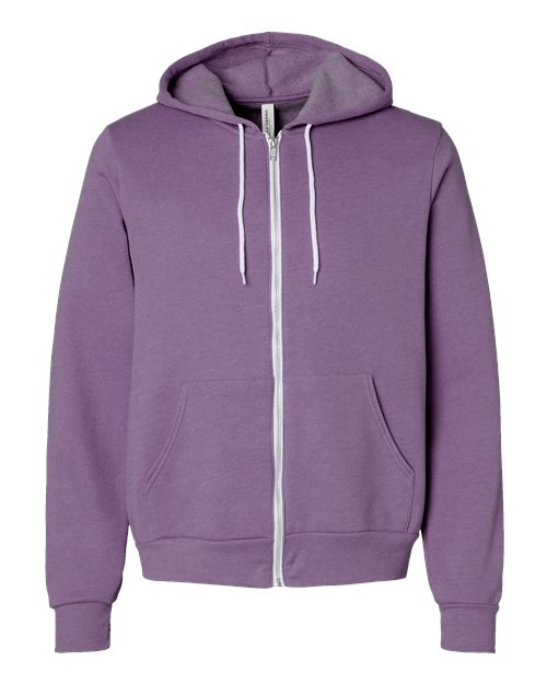 BELLA + CANVAS Unisex Sponge Fleece Full-Zip Hoodie Sweatshirt 3739 - Heather Team Purple