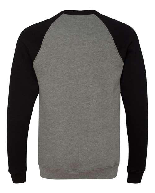 BELLA + CANVAS Unisex Sponge Fleece Raglan Crewneck Sweatshirt 3901 - Deep Heather/ Black