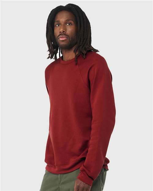 BELLA + CANVAS Unisex Sponge Fleece Raglan Crewneck Sweatshirt 3901 - Cardinal