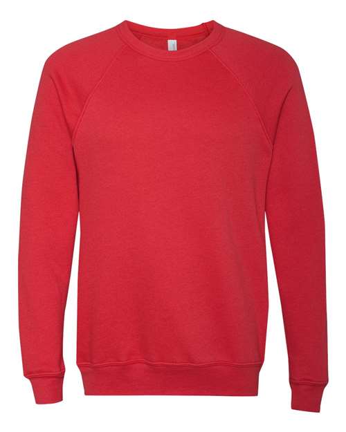 BELLA + CANVAS Unisex Sponge Fleece Raglan Crewneck Sweatshirt 3901 - Red