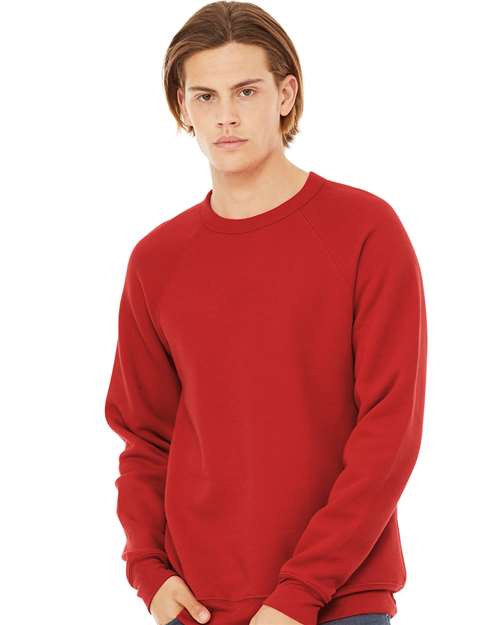 BELLA + CANVAS Unisex Sponge Fleece Raglan Crewneck Sweatshirt 3901 - Red