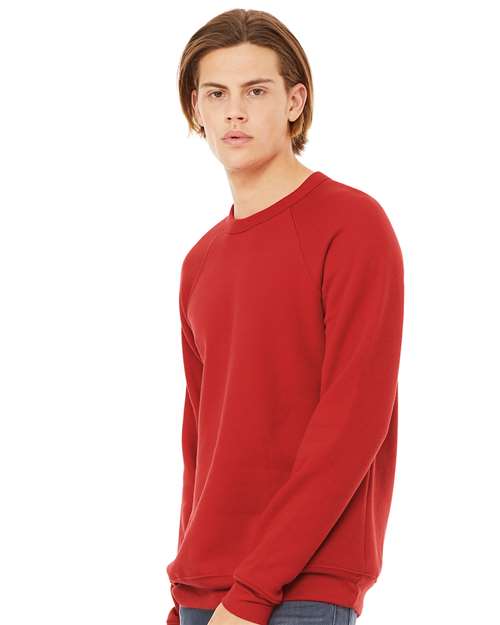BELLA + CANVAS Unisex Sponge Fleece Raglan Crewneck Sweatshirt 3901 - Red