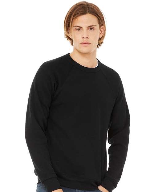 BELLA + CANVAS Unisex Sponge Fleece Raglan Crewneck Sweatshirt 3901 - Black
